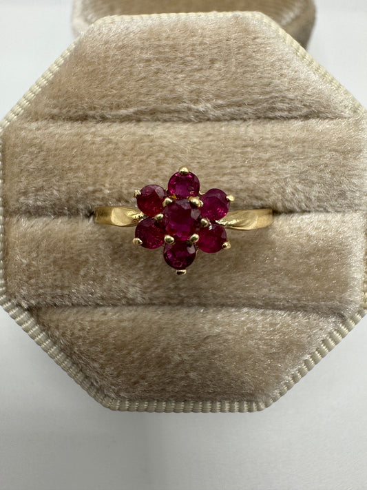 9ct gold ruby cluster ring