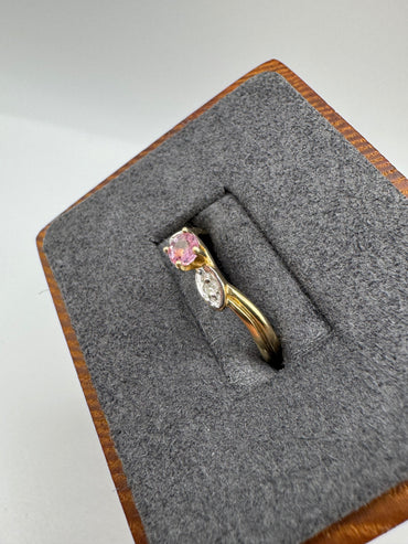 9ct gold pink sapphire and diamond ring