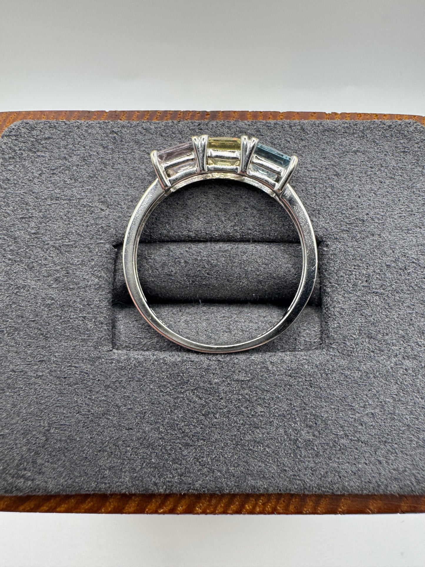 9ct white gold multi-coloured topaz ring