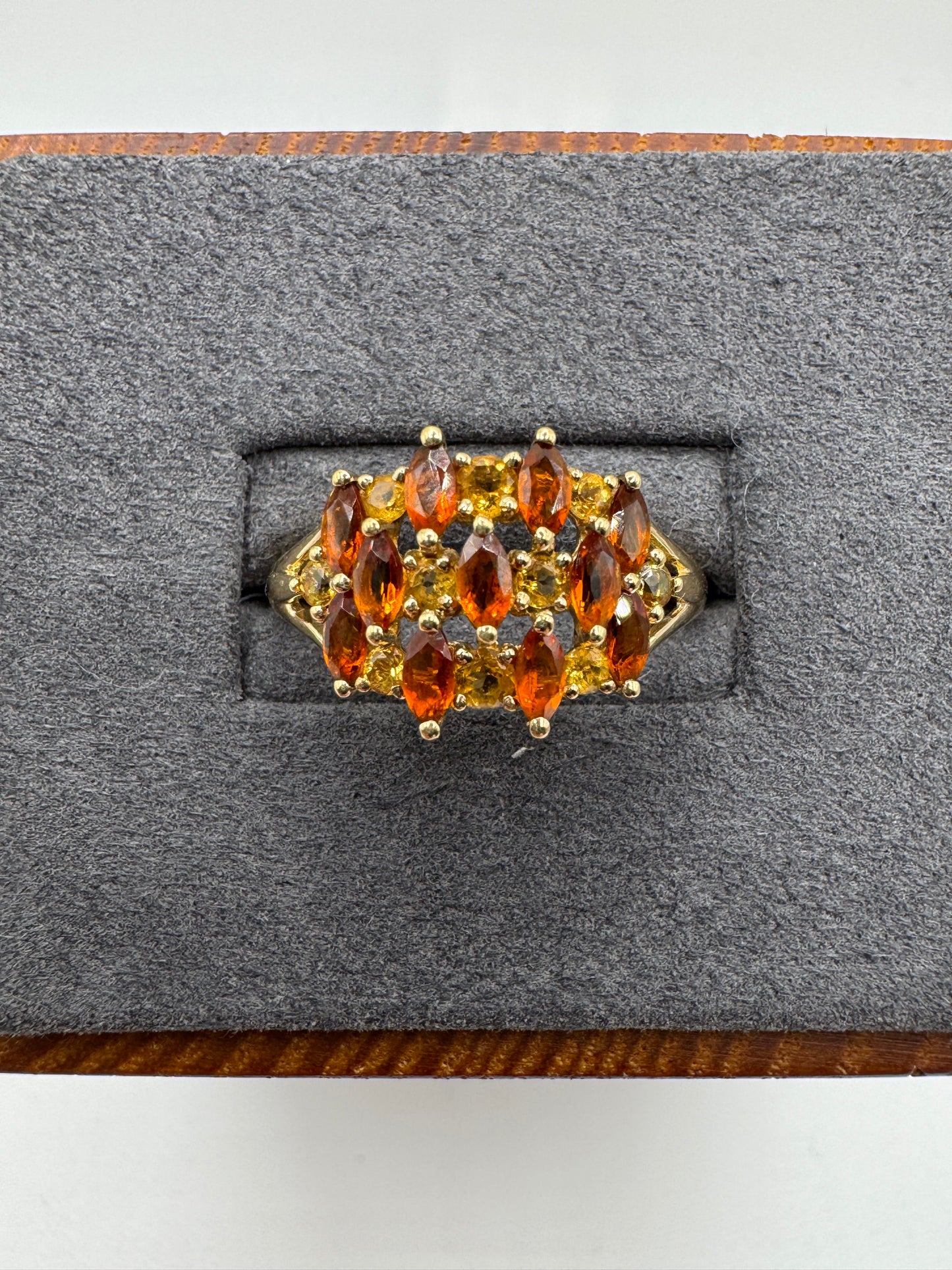 9ct gold citrine cluster ring