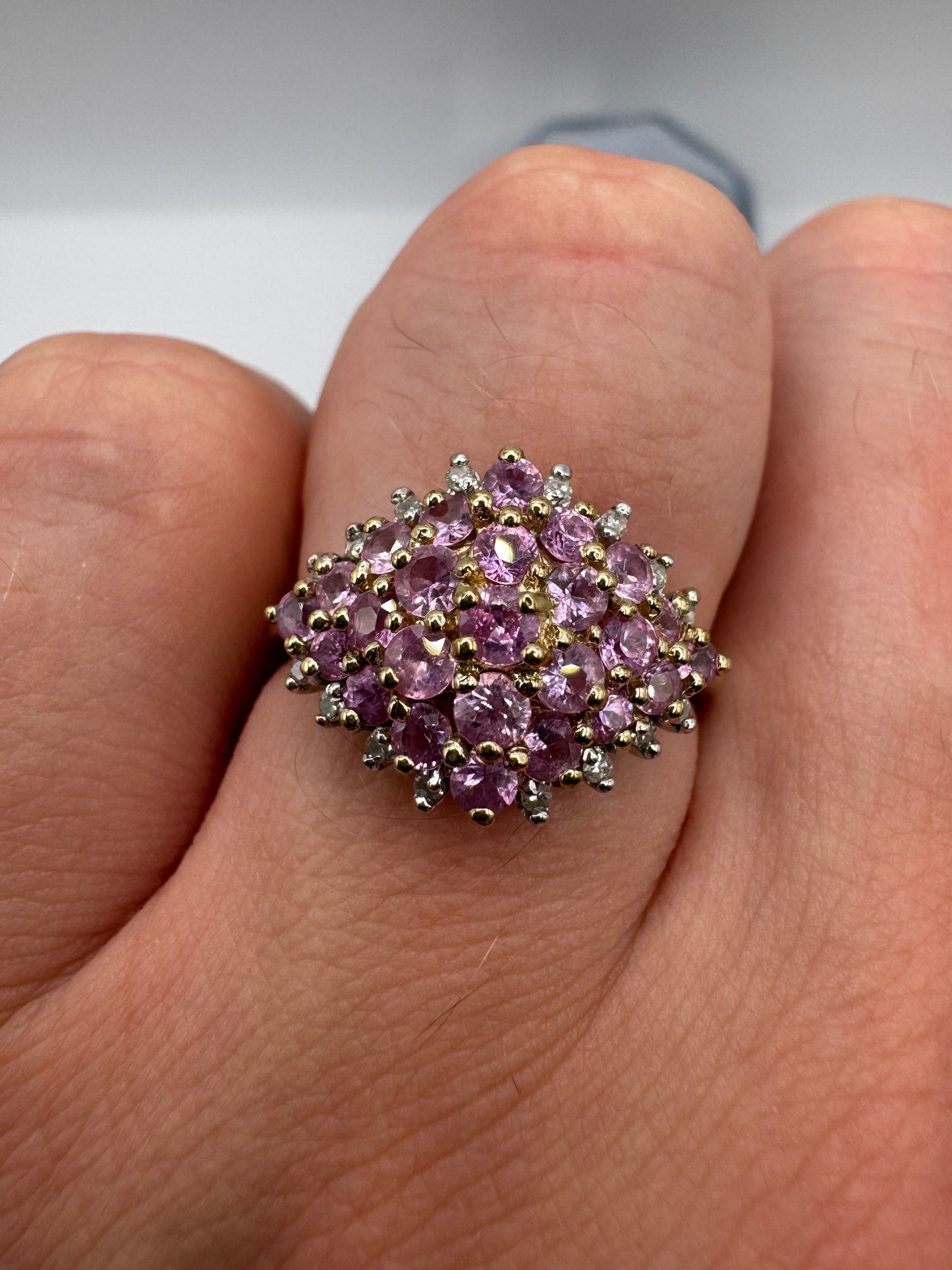 9ct gold pink topaz and diamond ring