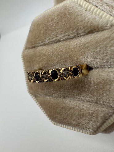 9ct gold sapphire and diamond half eternity ring