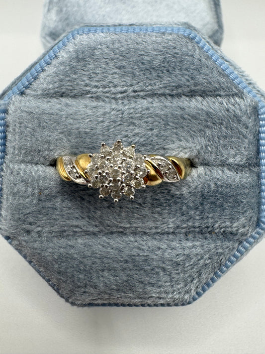 9ct gold diamond cluster ring