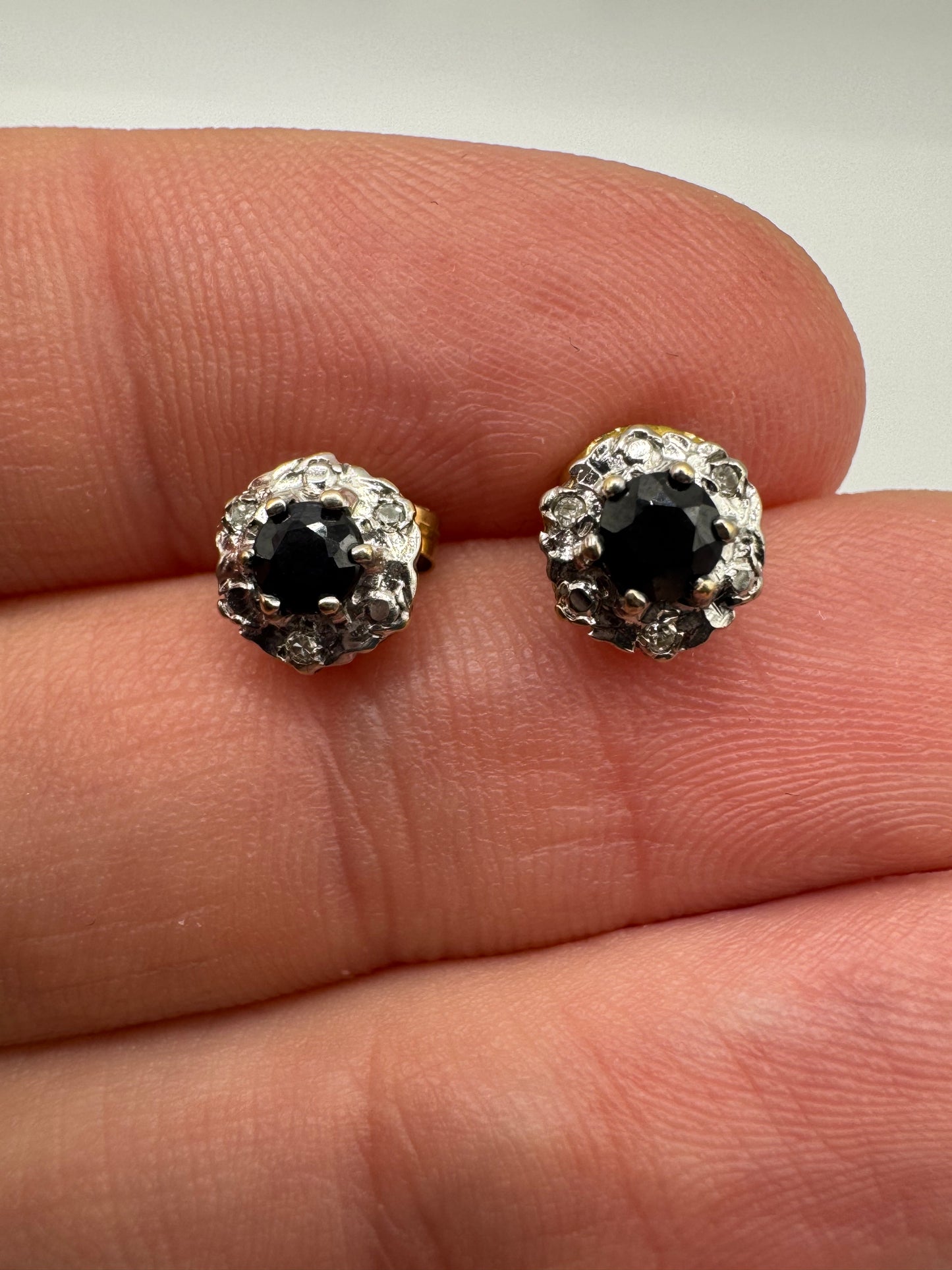 9ct gold sapphire and diamond earrings