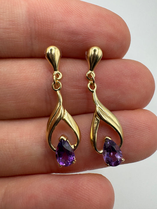 9ct gold amethyst earrings