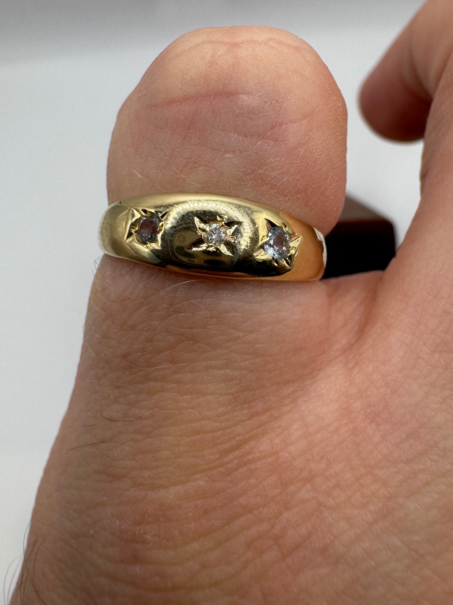 9ct gold topaz and diamond gypsy ring