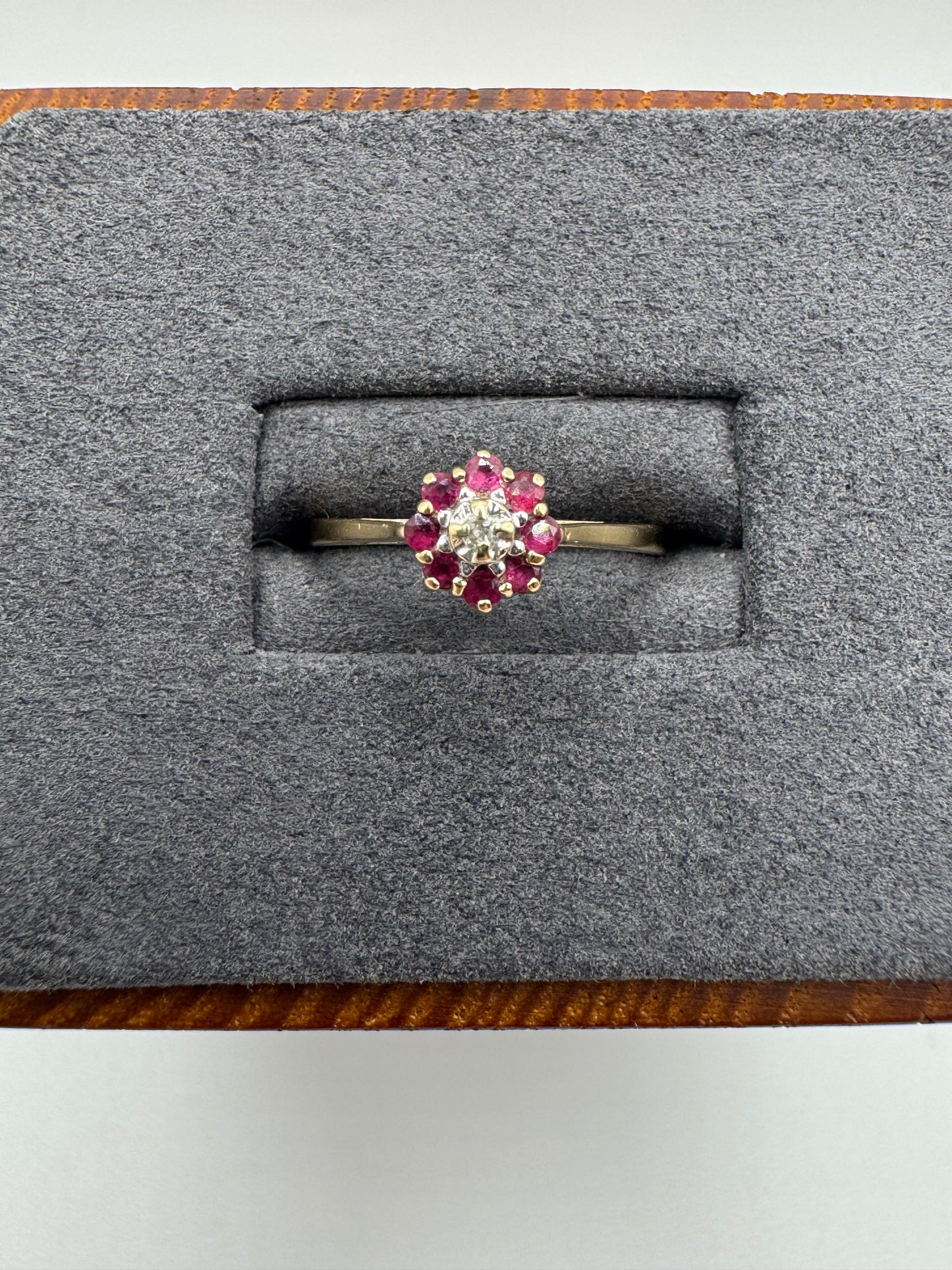 9ct gold ruby and diamond ring