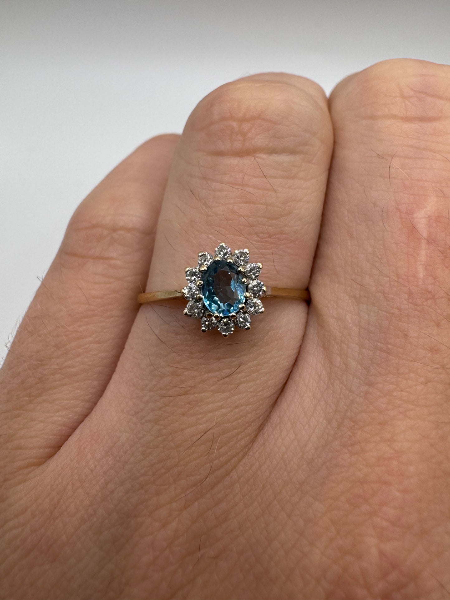 9ct gold topaz and cz ring
