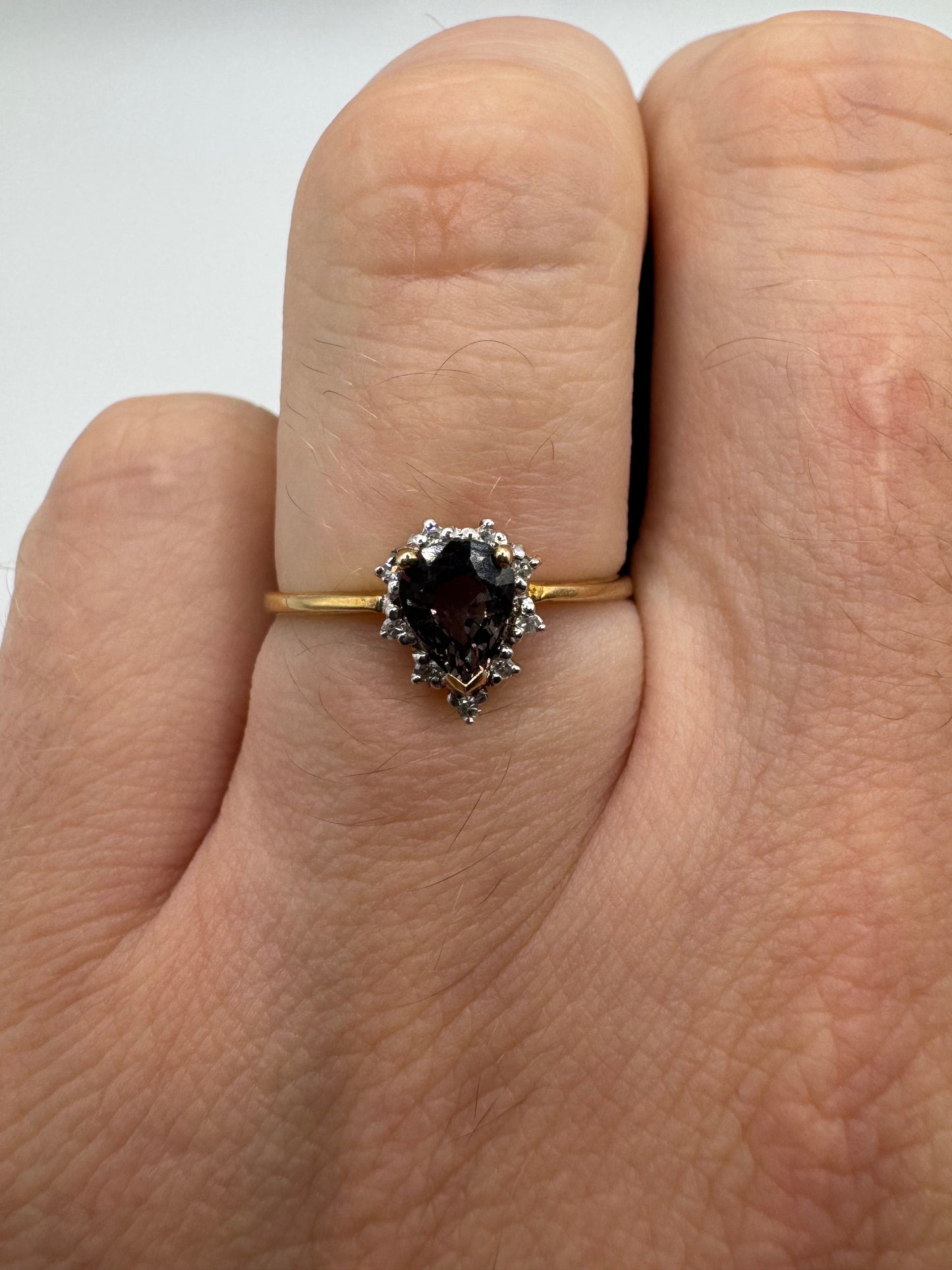9ct gold Smokey quartz and diamond ring