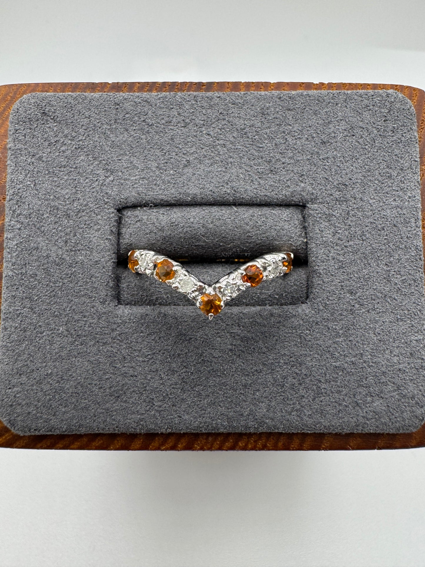 9ct gold citrine and diamond wishbone ring