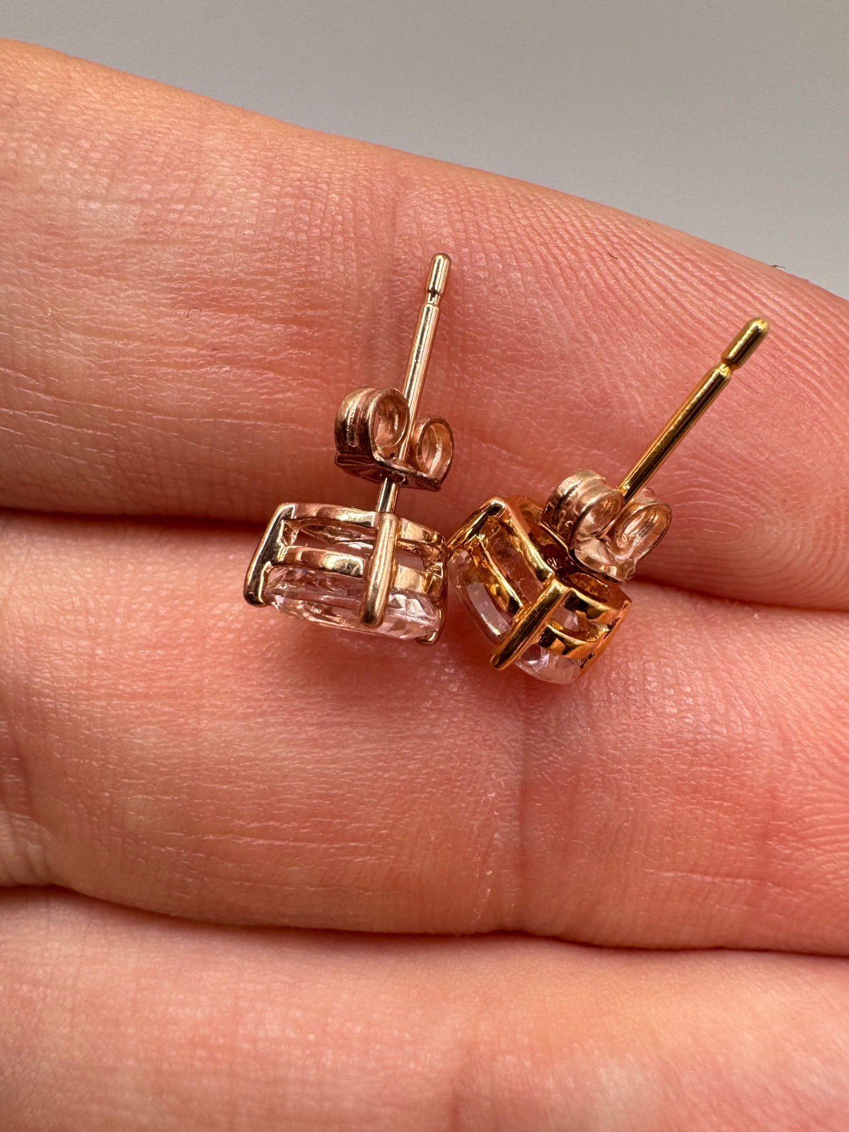9ct rose gold kunzite earrings