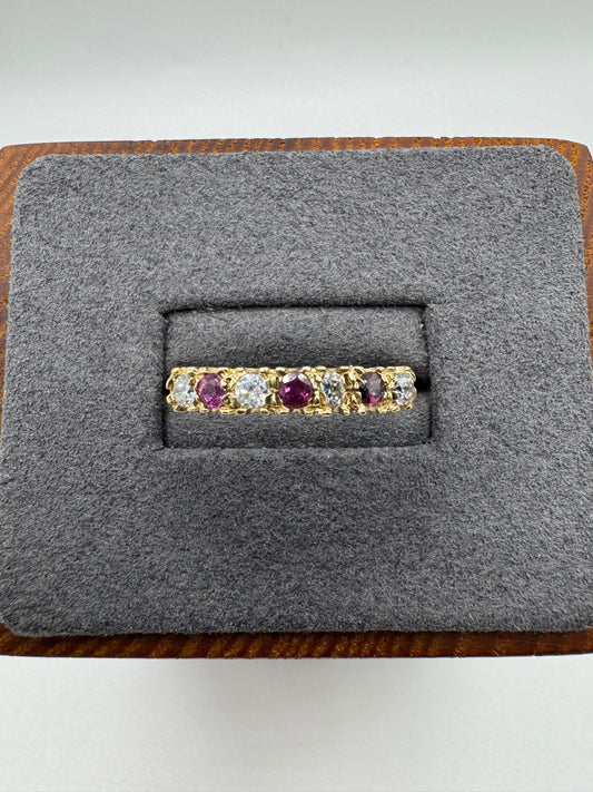 9ct gold ruby and cz ring
