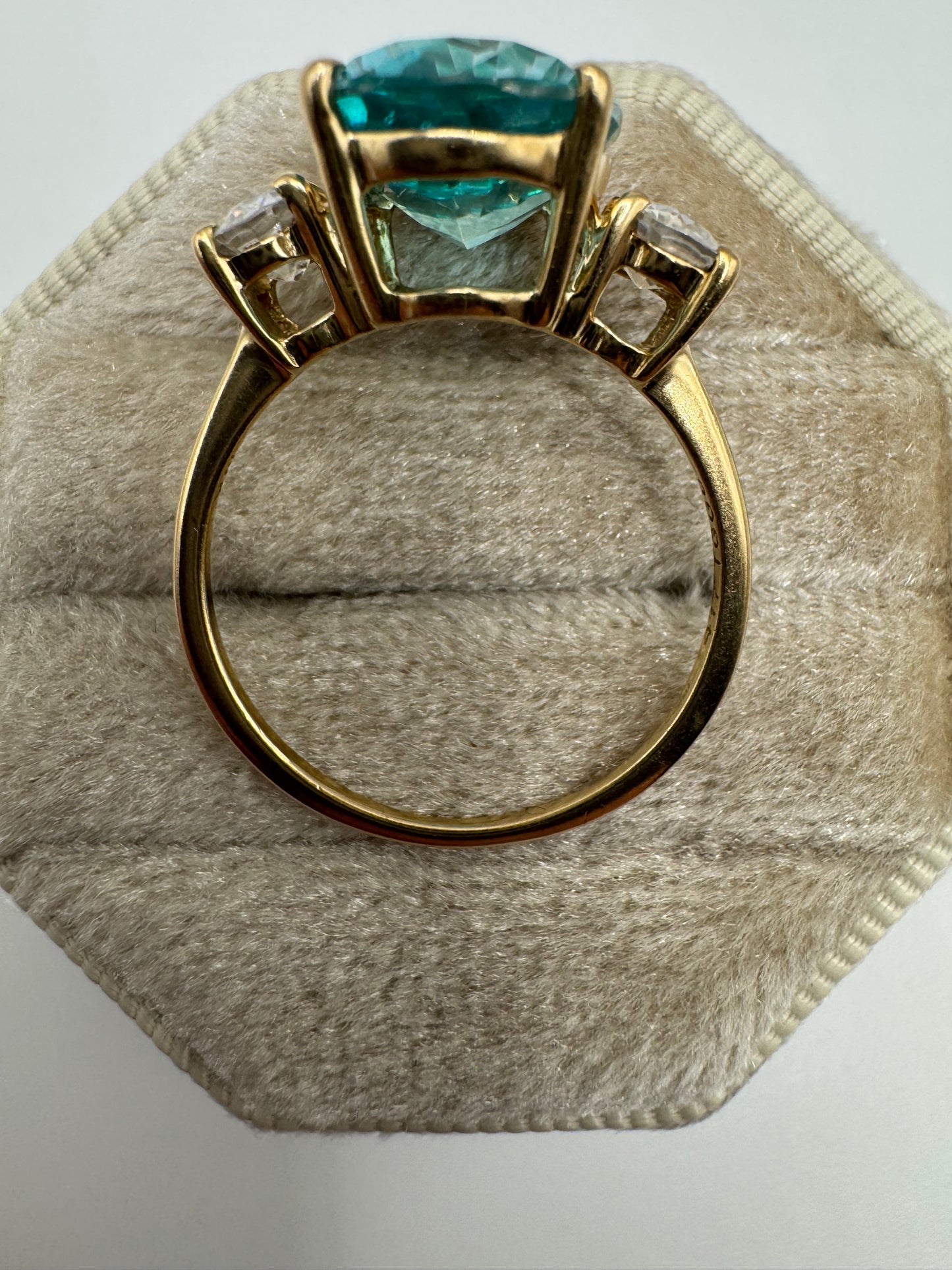9ct gold teal and white topaz ring