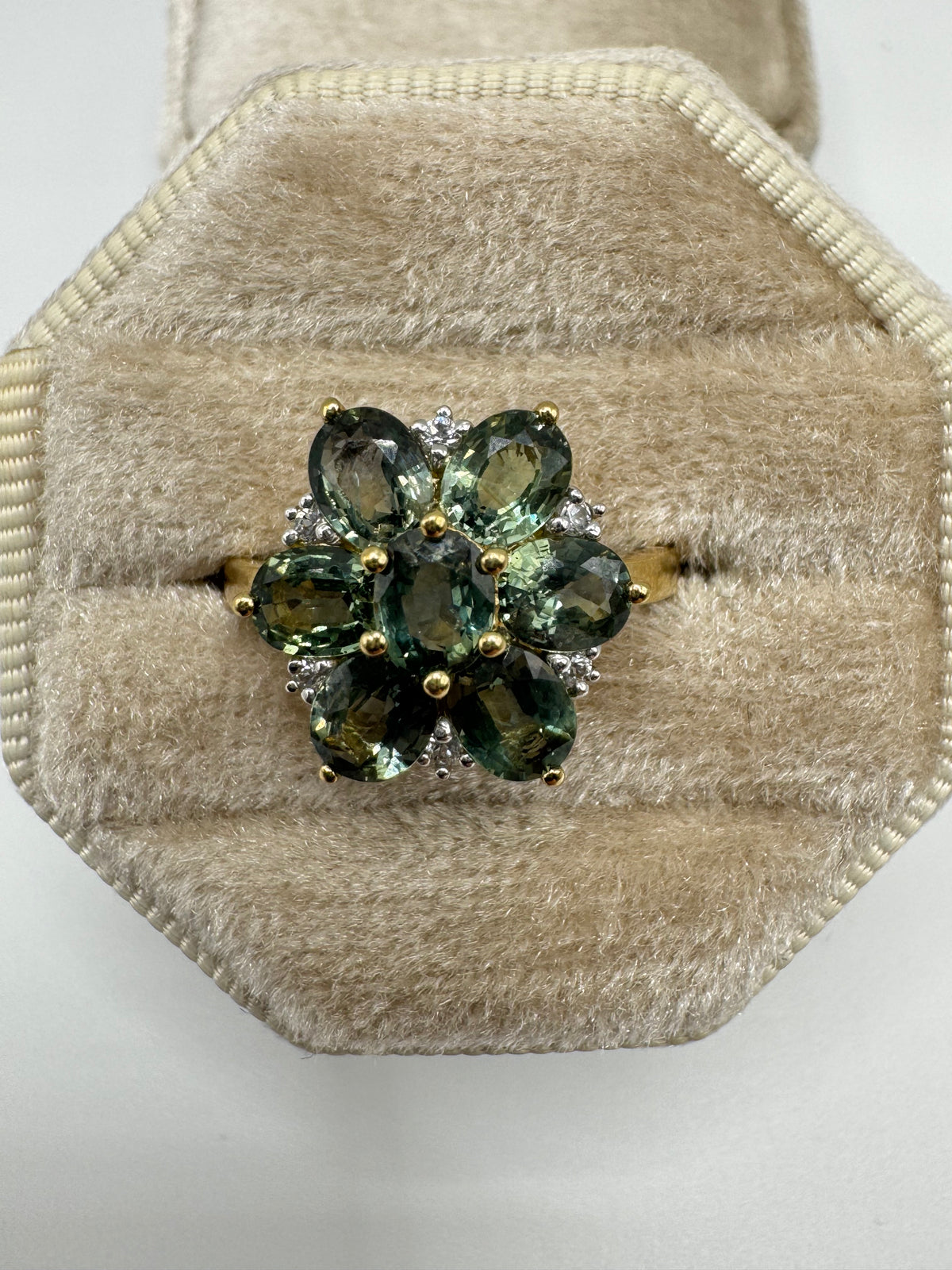 9ct gold sapphire and zircon ring