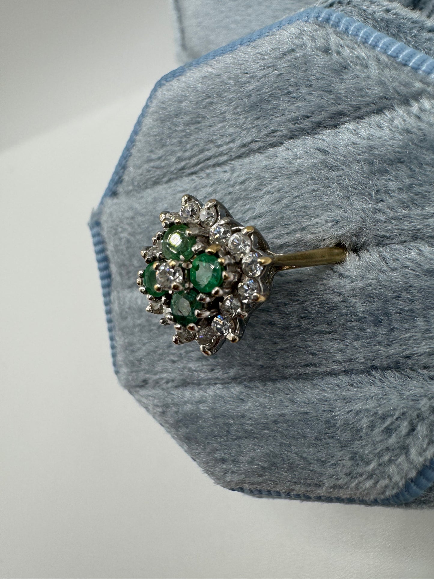 9ct gold emerald and cz ring