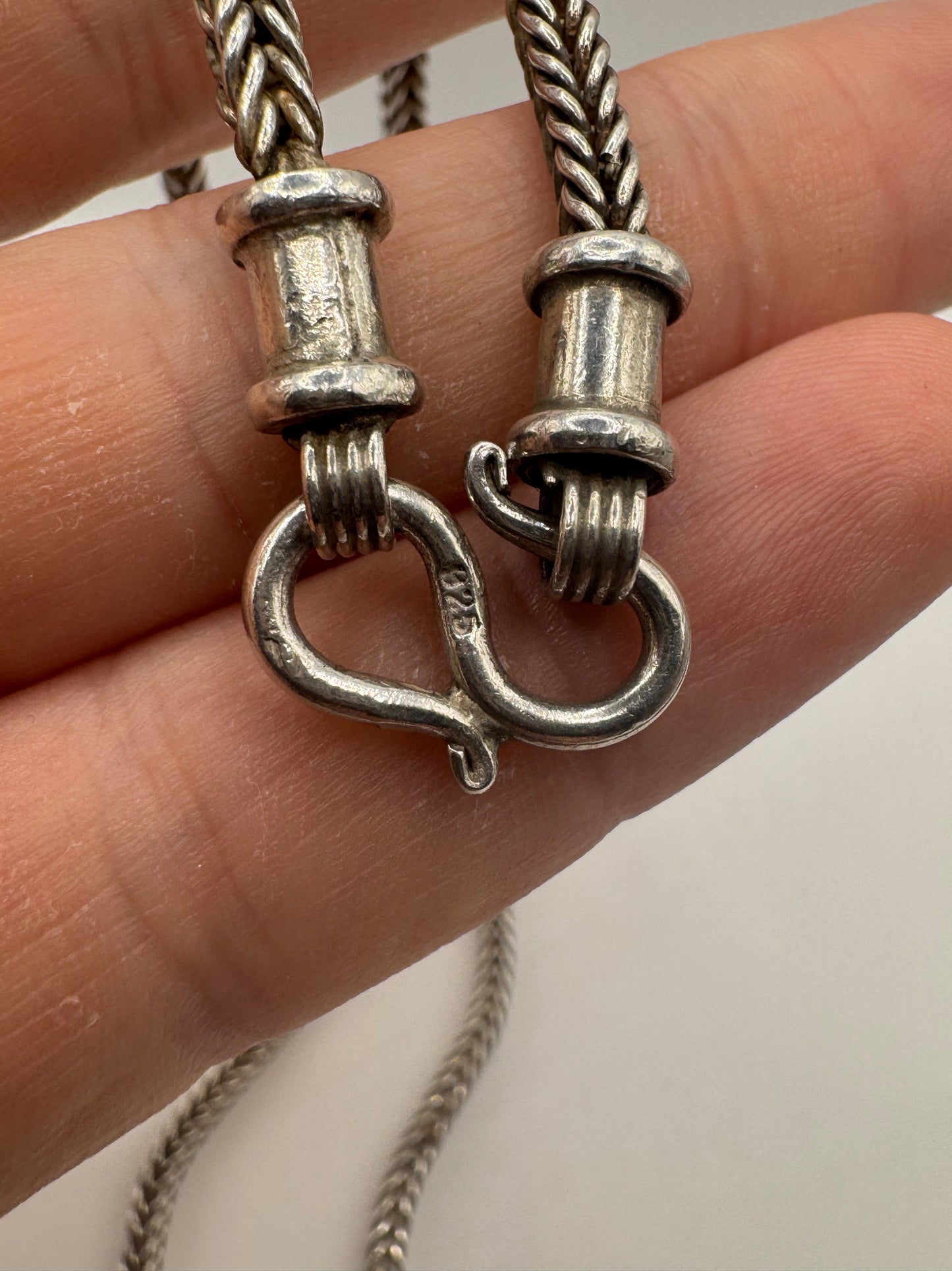 Silver wheat chain with S Clasp