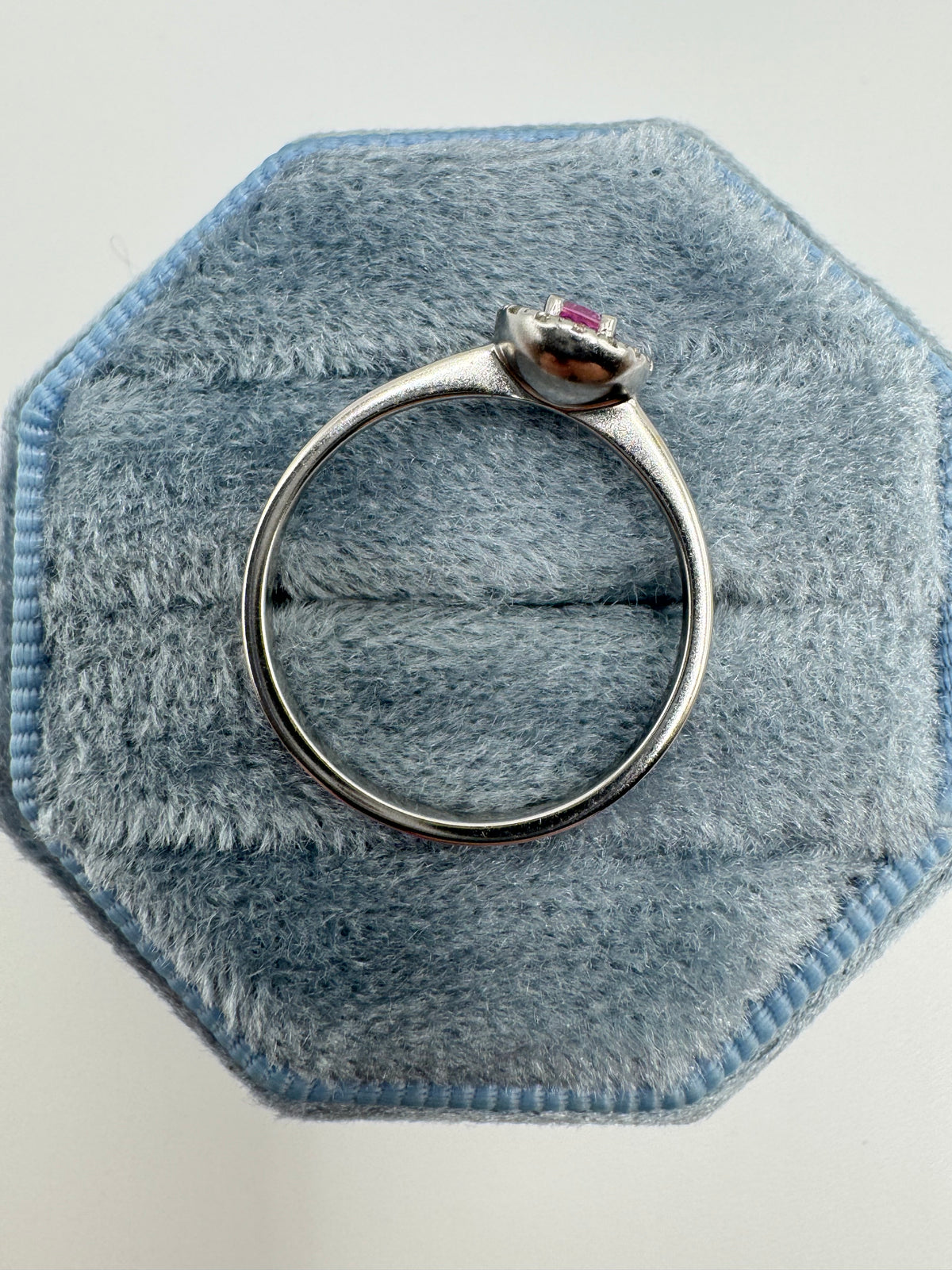 9ct white gold pink sapphire and zircon ring