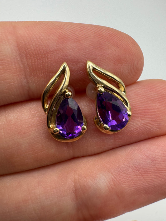 9ct gold amethyst earrings
