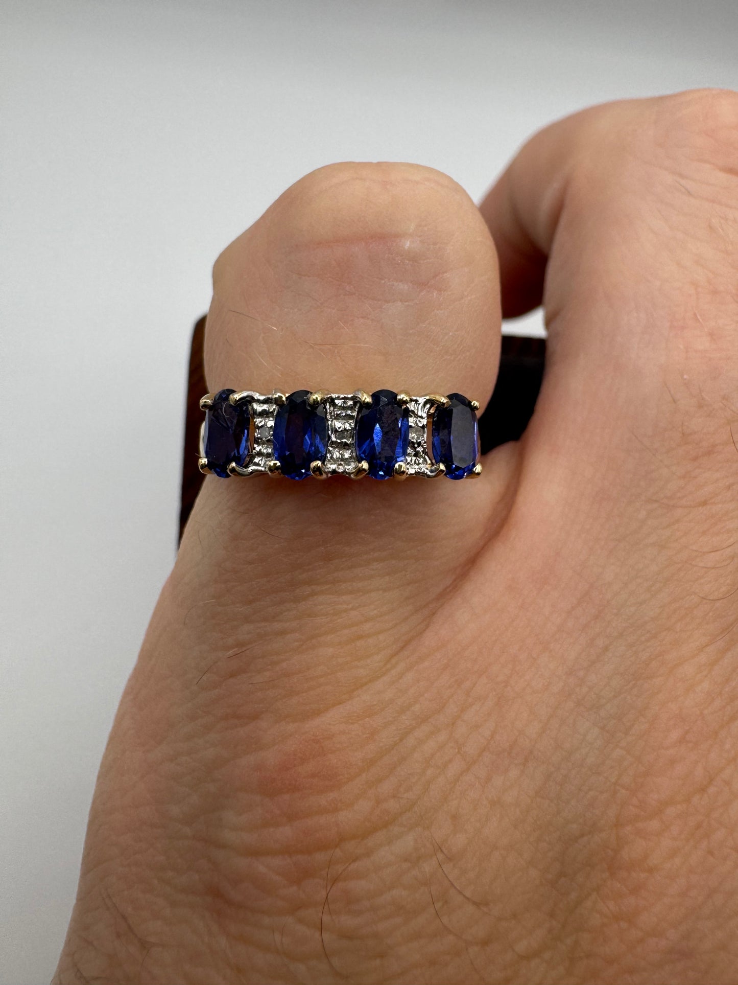 9ct gold kyanite and diamond ring