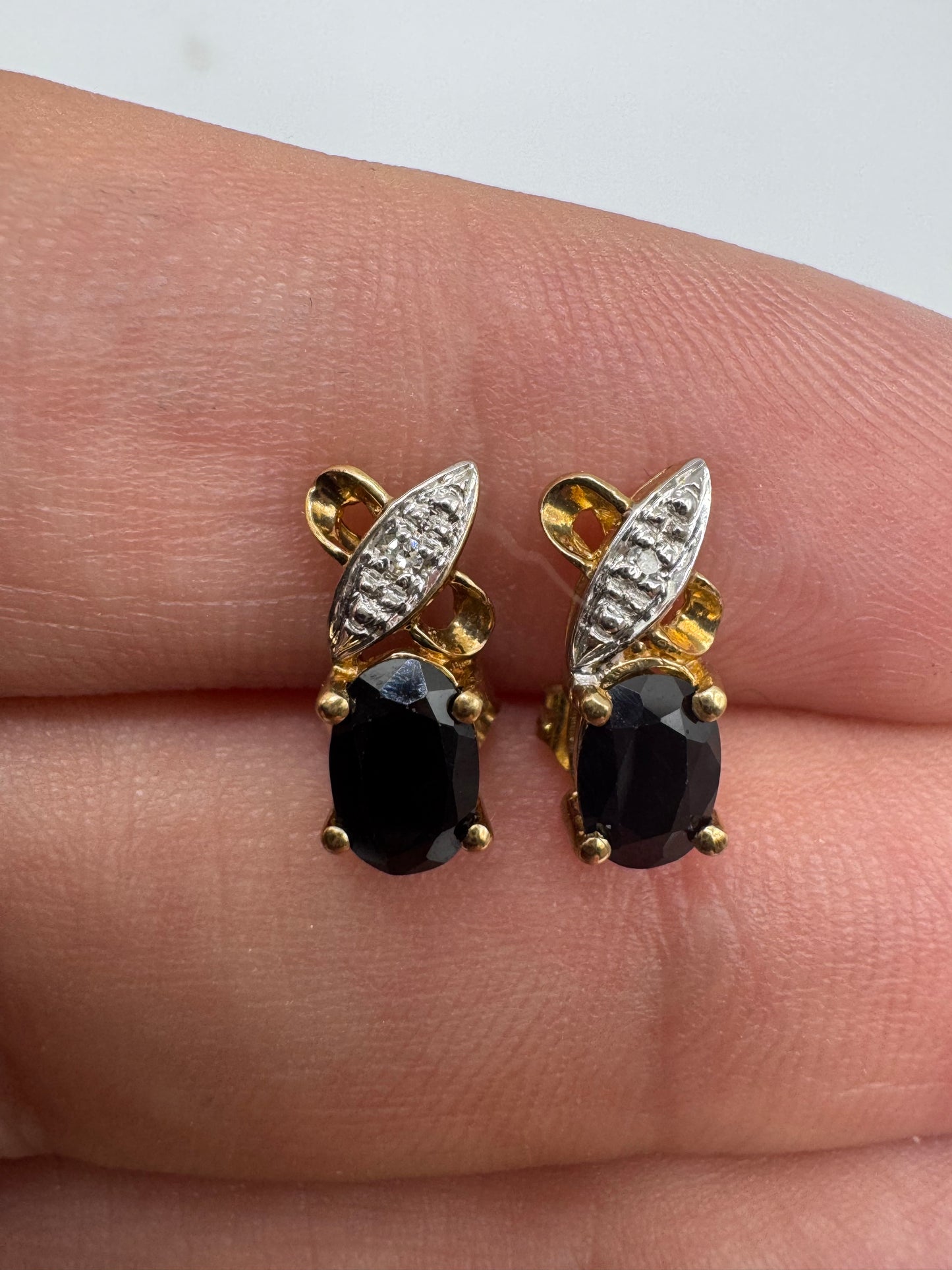 9ct gold sapphire and diamond earrings