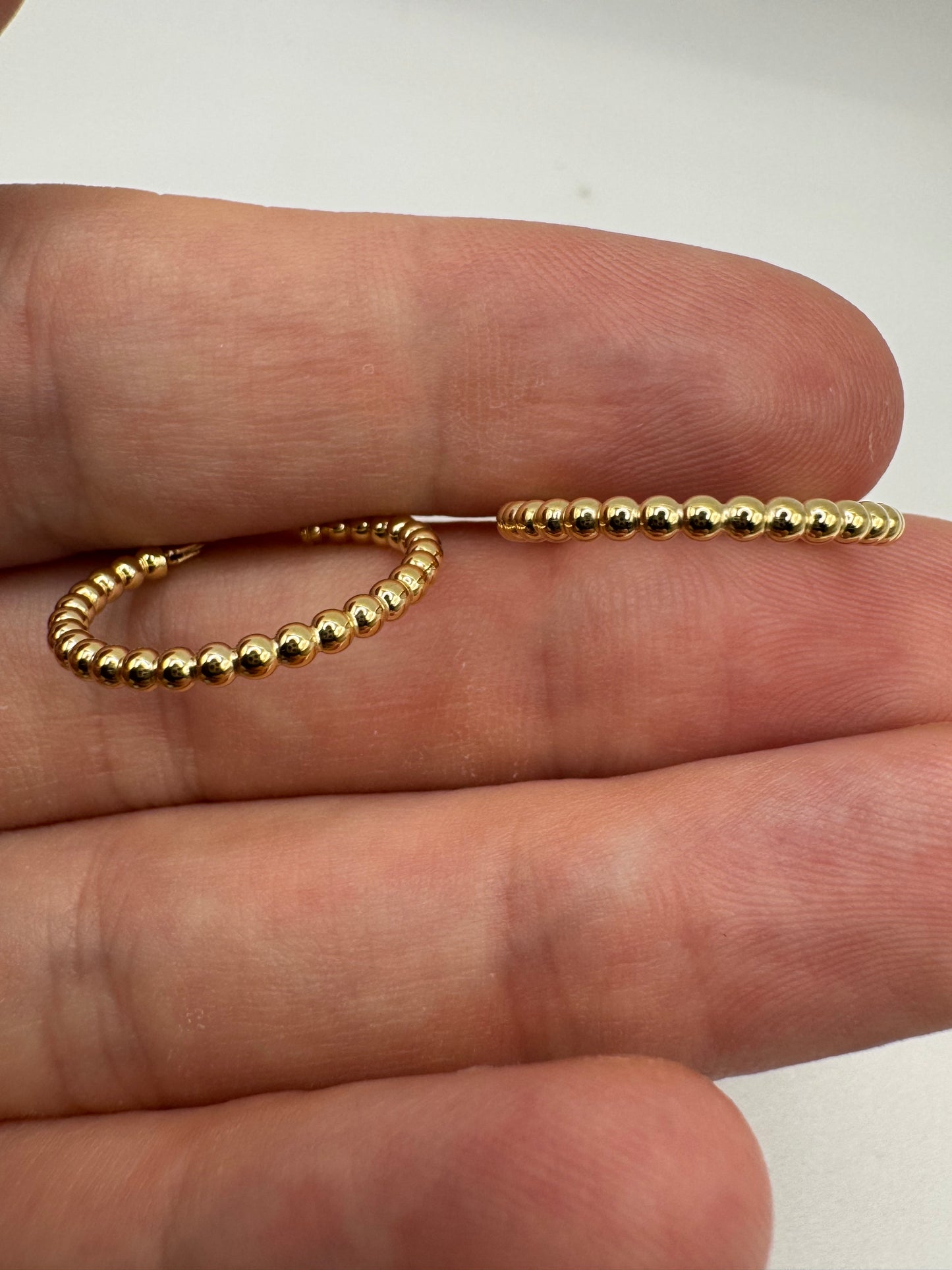 9ct gold 15mm beaded creole earrings