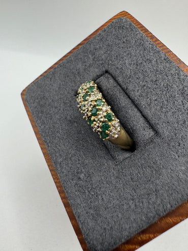 9ct gold emerald and diamond ring