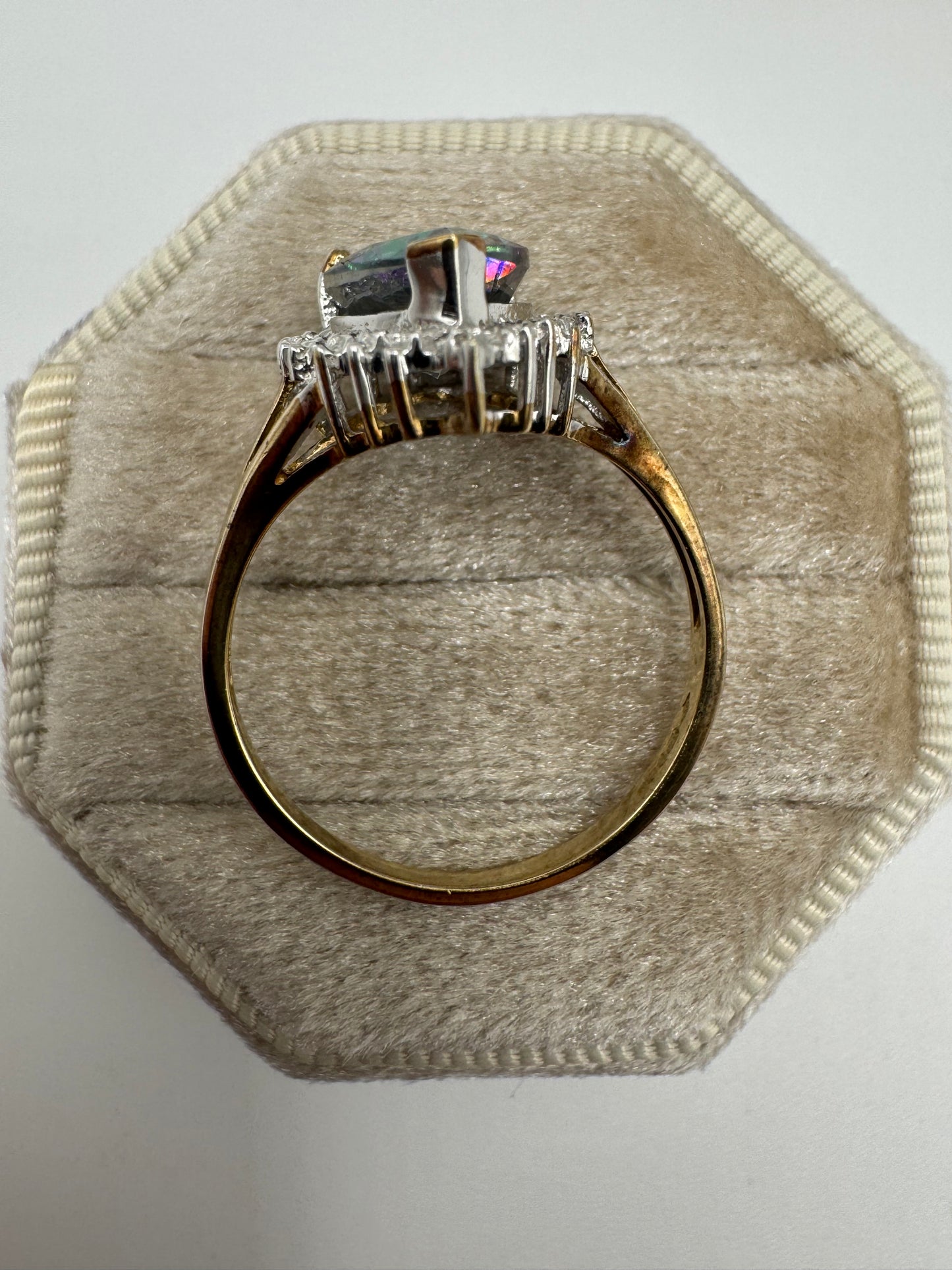 9ct gold mystic topaz and diamond ring