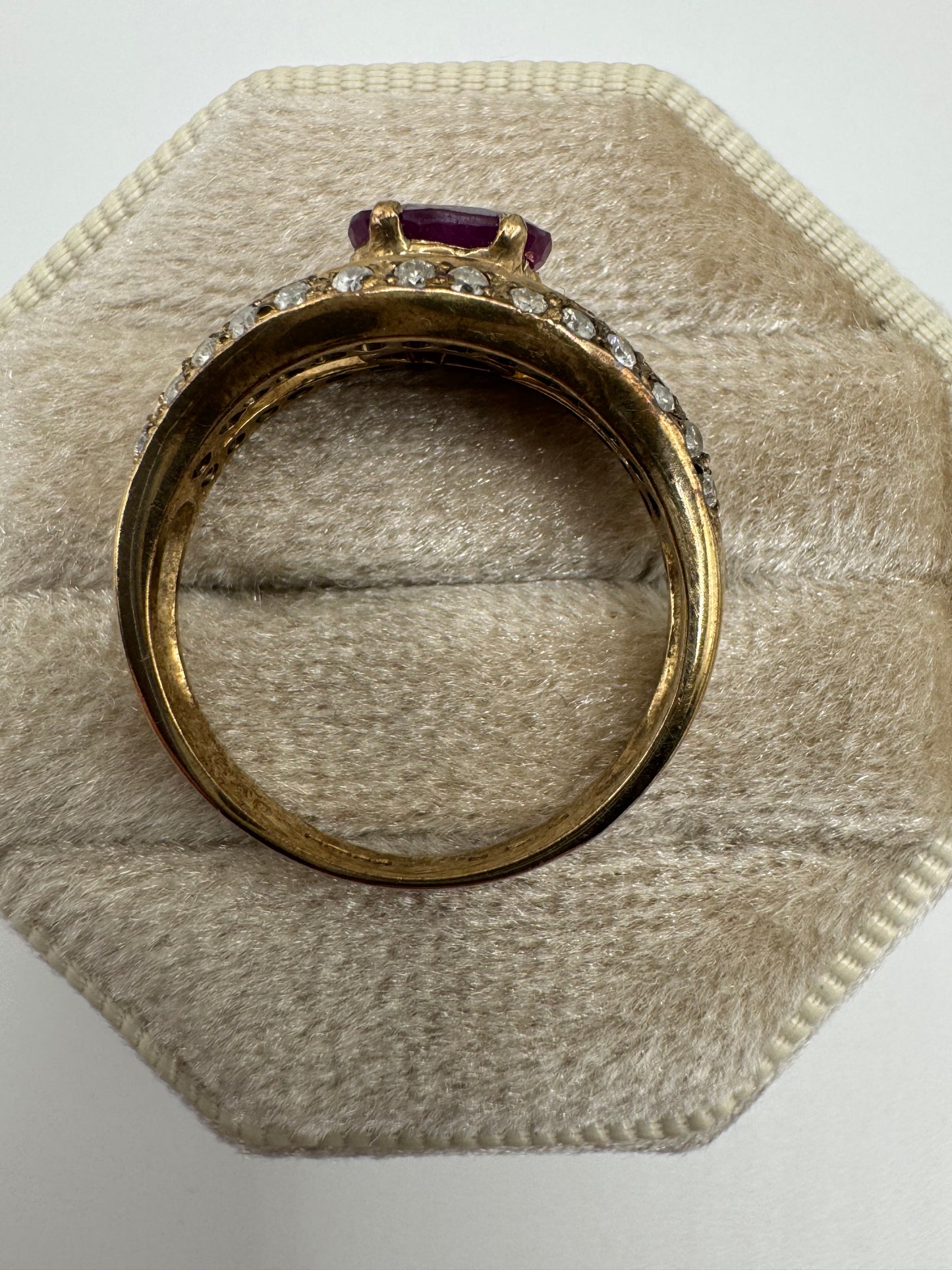 9ct gold ruby and diamond evil eye ring