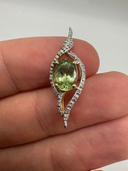 9ct gold tourmaline and diamond pendant