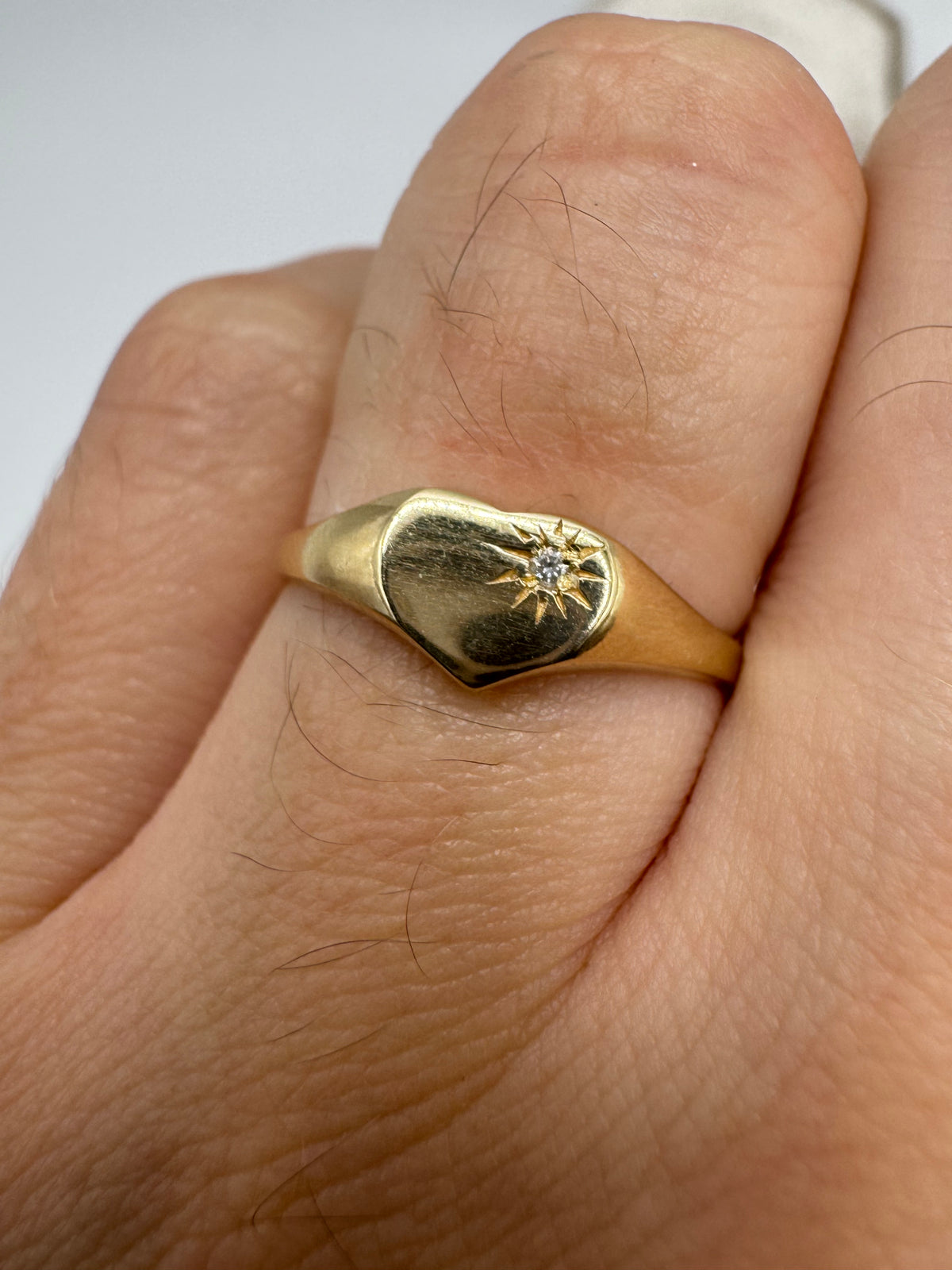 9ct gold diamond heart signet ring