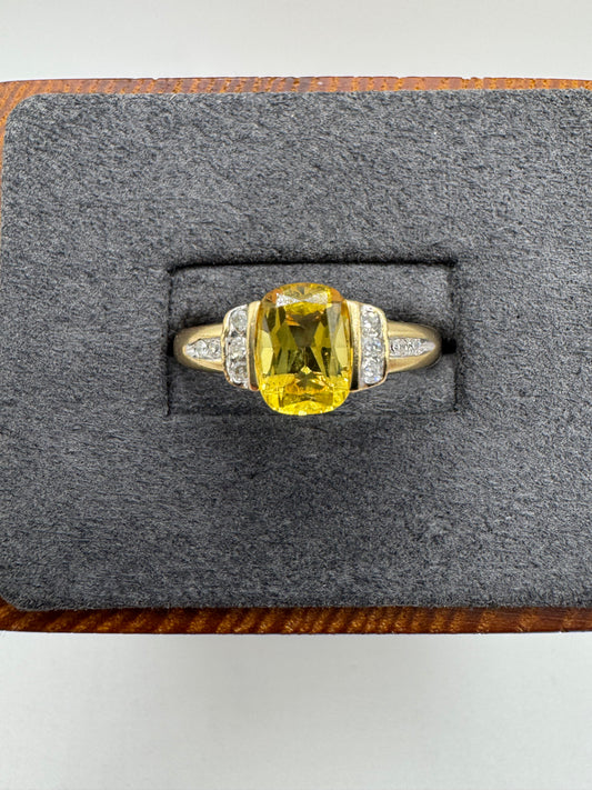 9ct gold citrine and diamond ring