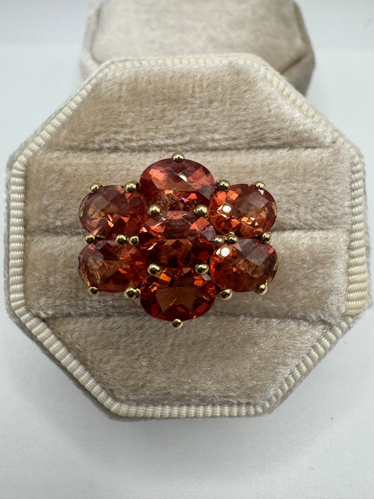 9ct gold tourmaline cluster ring