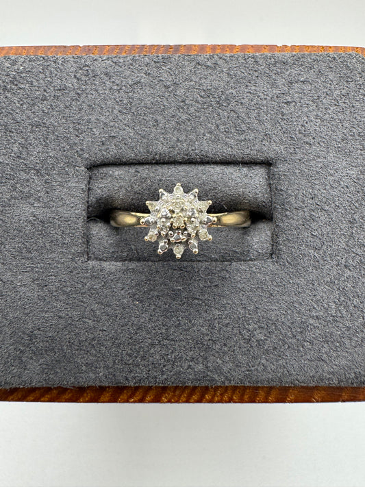 9ct gold diamond cluster ring