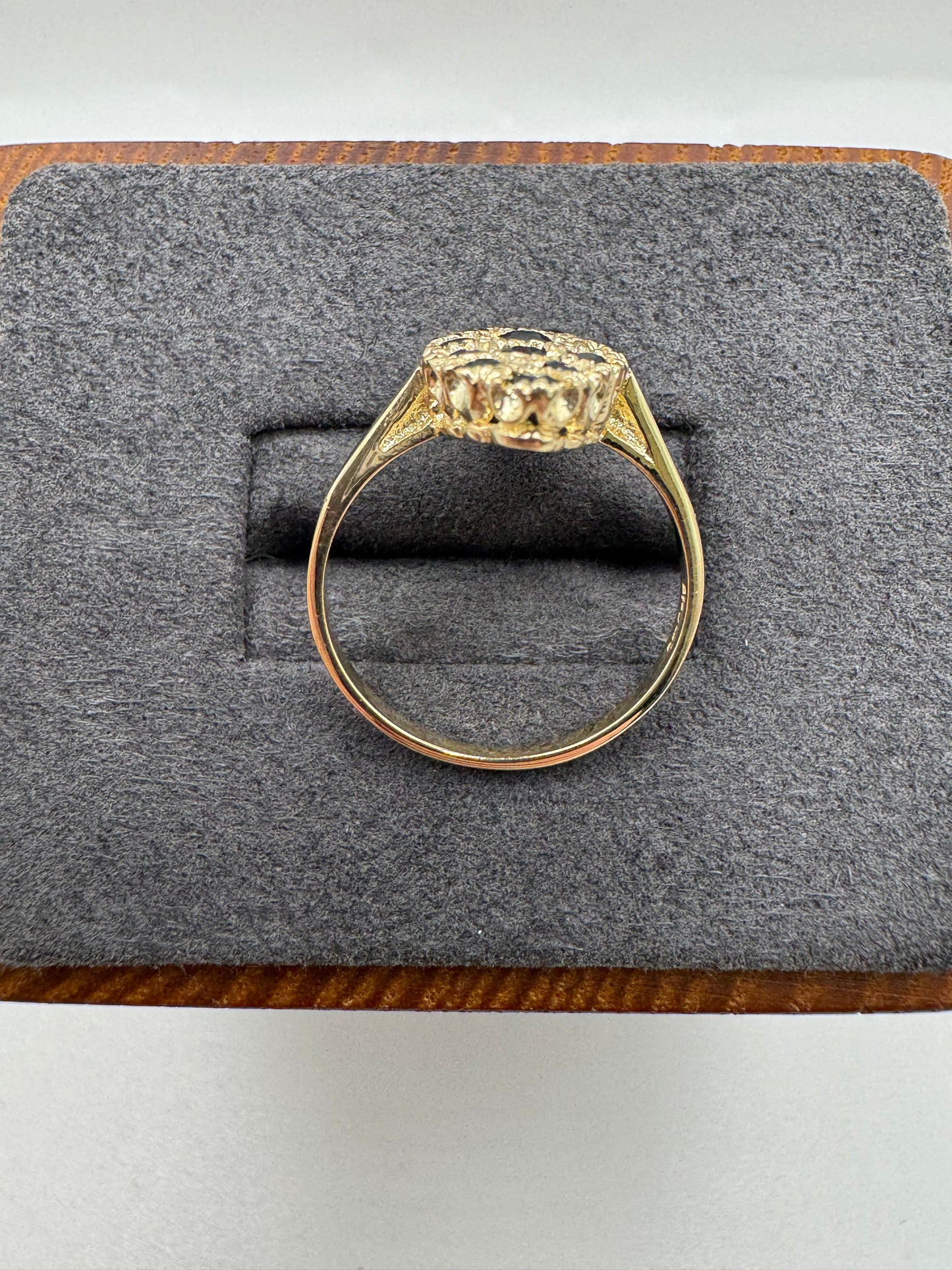 9ct gold sapphire Navette ring
