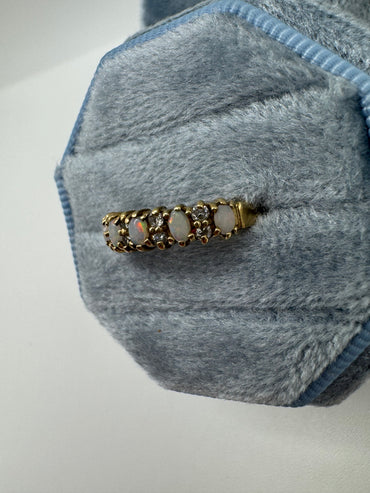 9ct gold opal and diamond ring
