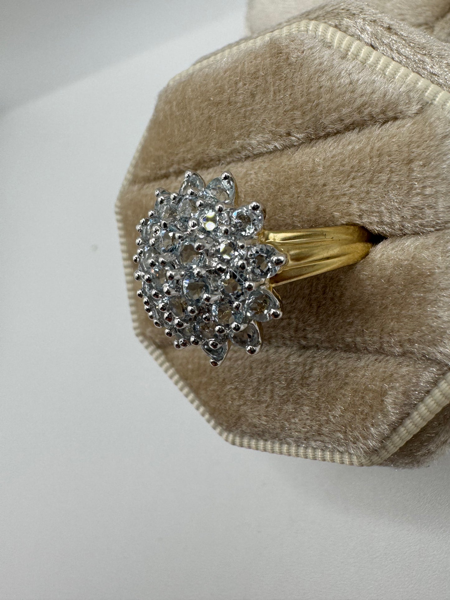 9ct gold aquamarine cluster ring