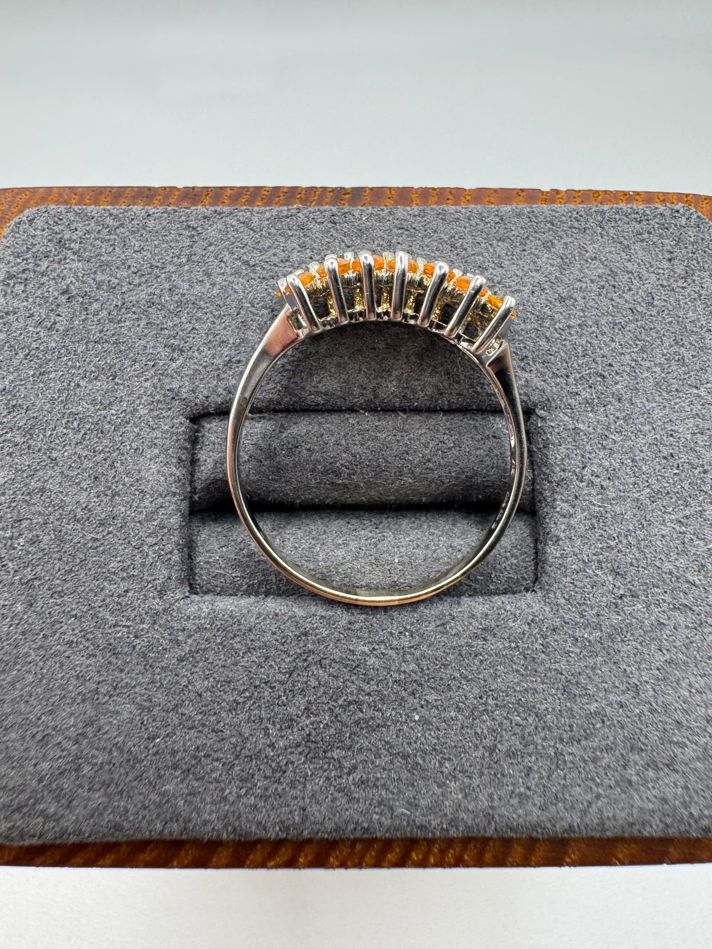 9ct white gold orange sapphire cluster ring