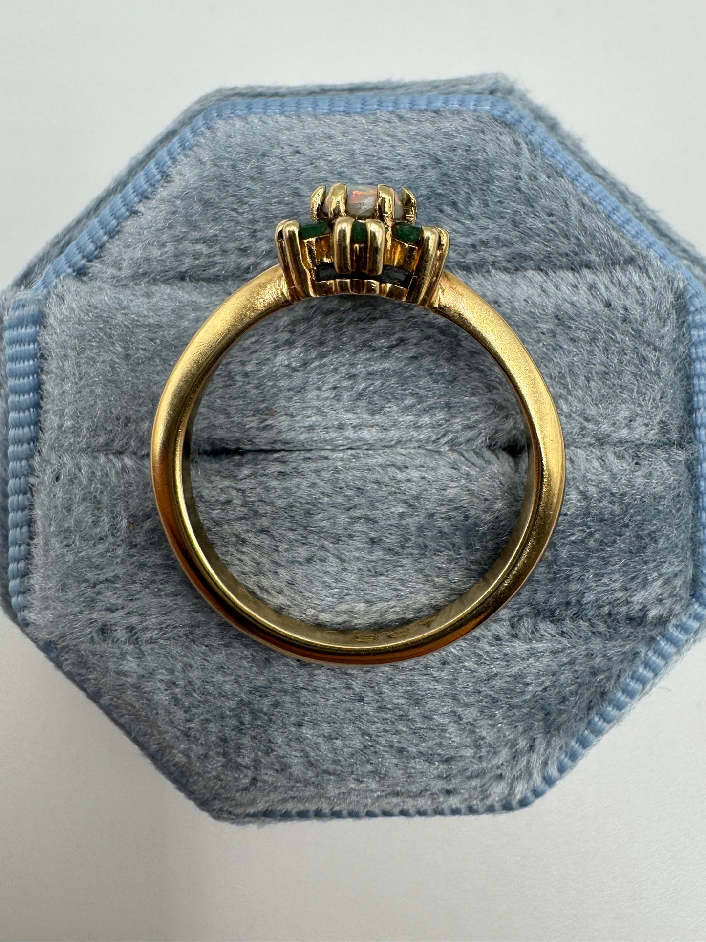 9ct gold opal and emerald ring