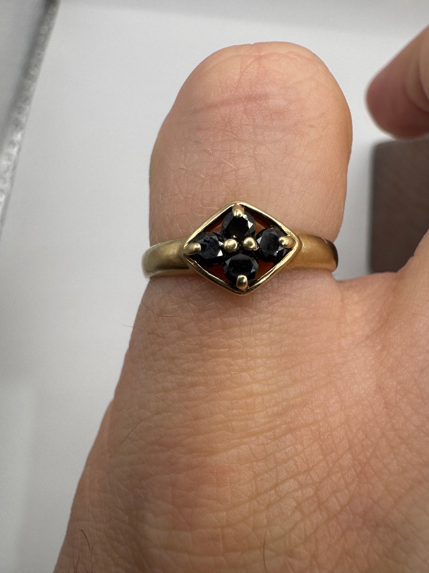 9ct gold black diamond ring
