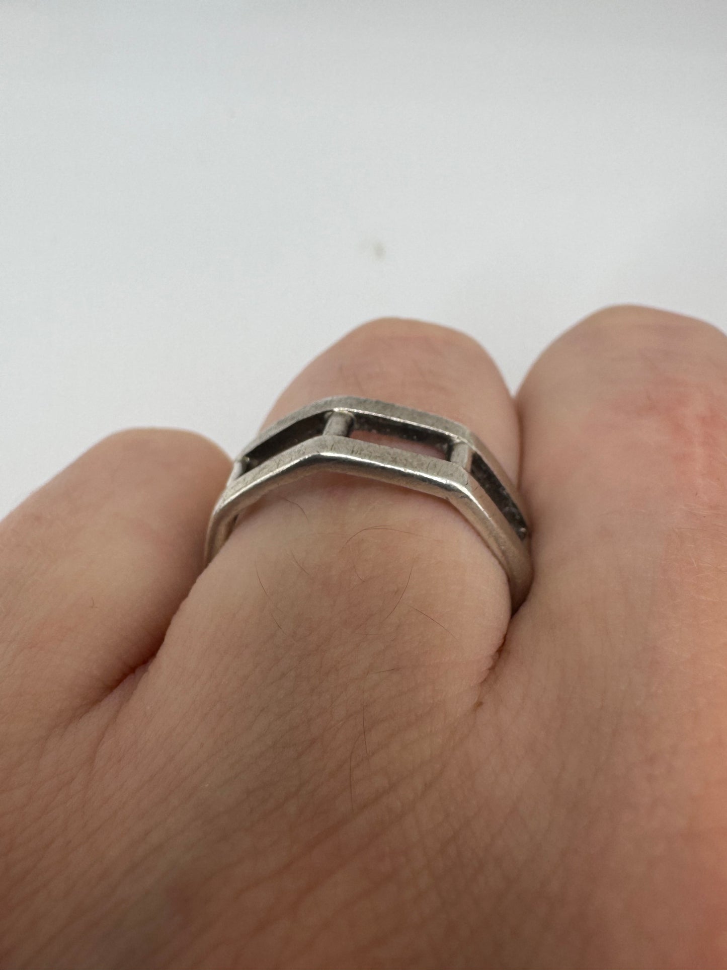 Silver octagonal ring