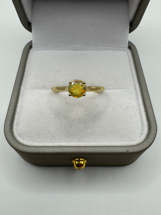 9ct gold yellow opal ring