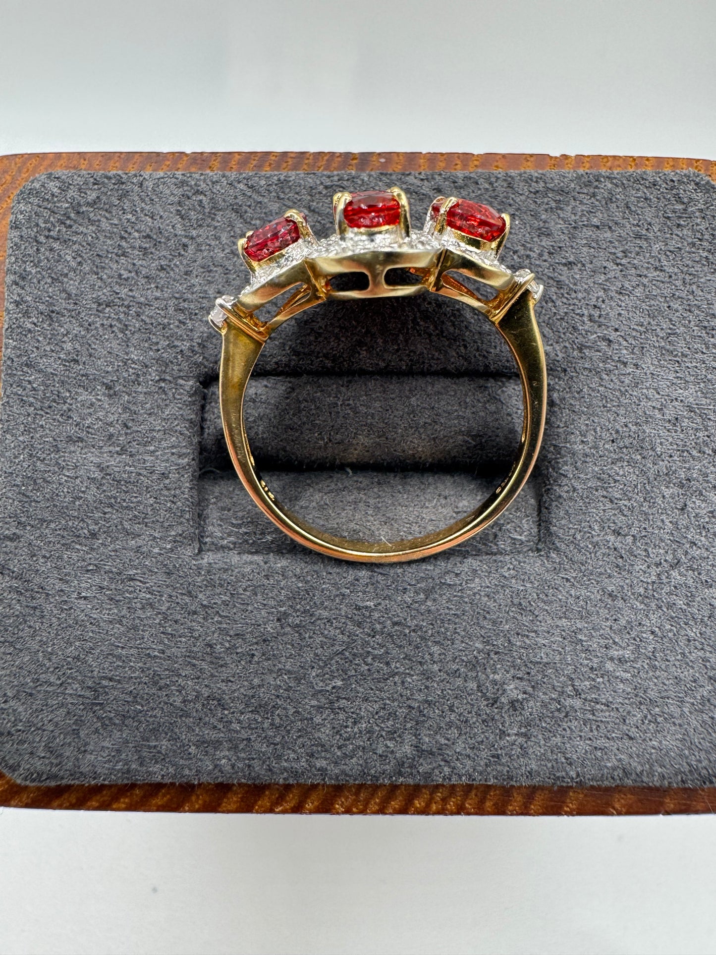 9ct gold fancy sapphire and diamond cluster ring