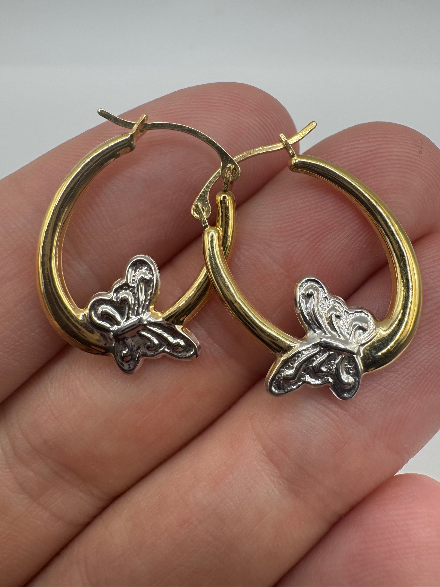 9ct gold butterfly creole earrings