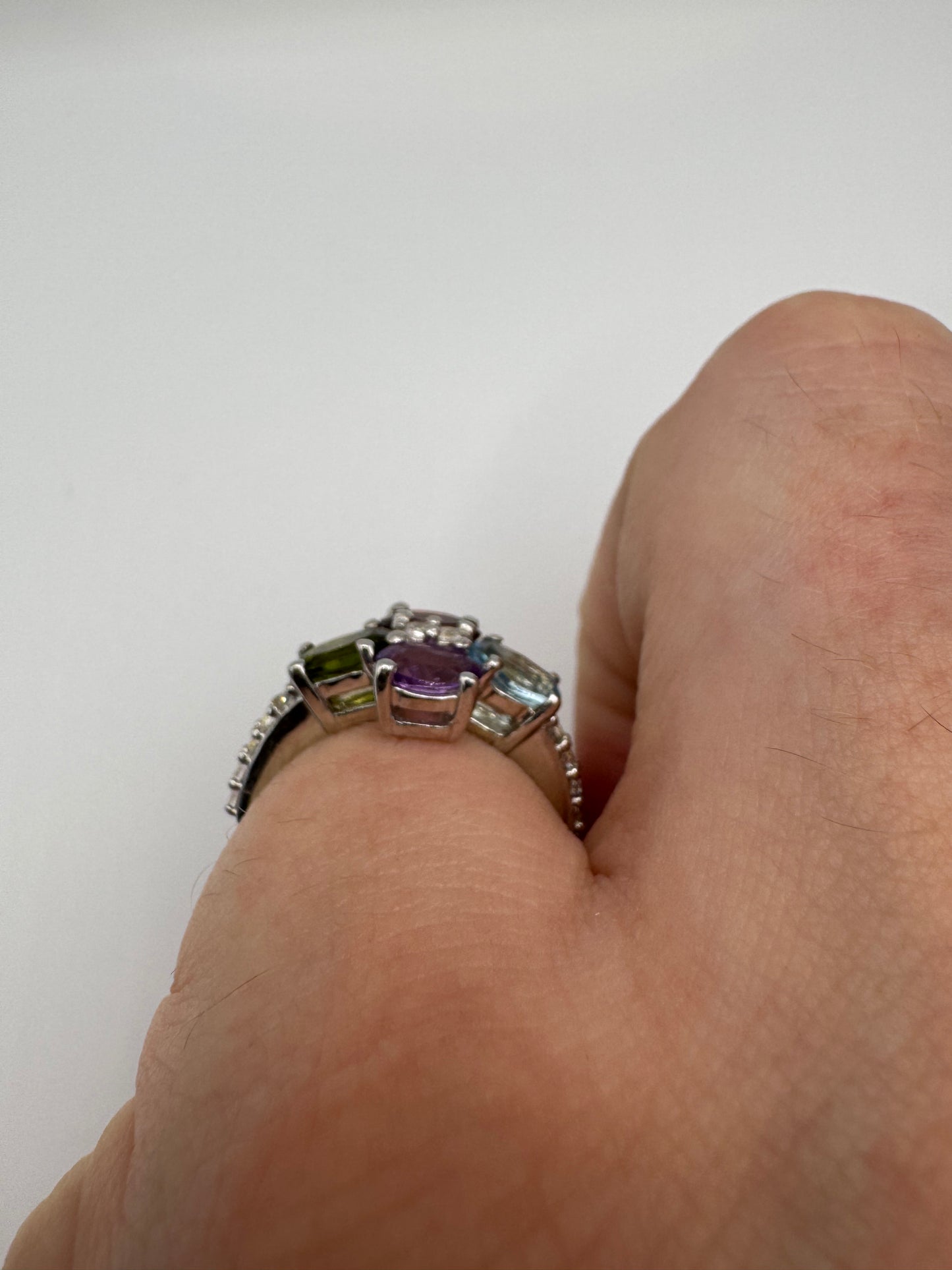 Silver multi-gem ring (4.75-J)