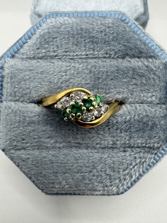 9ct gold emerald and diamond ring