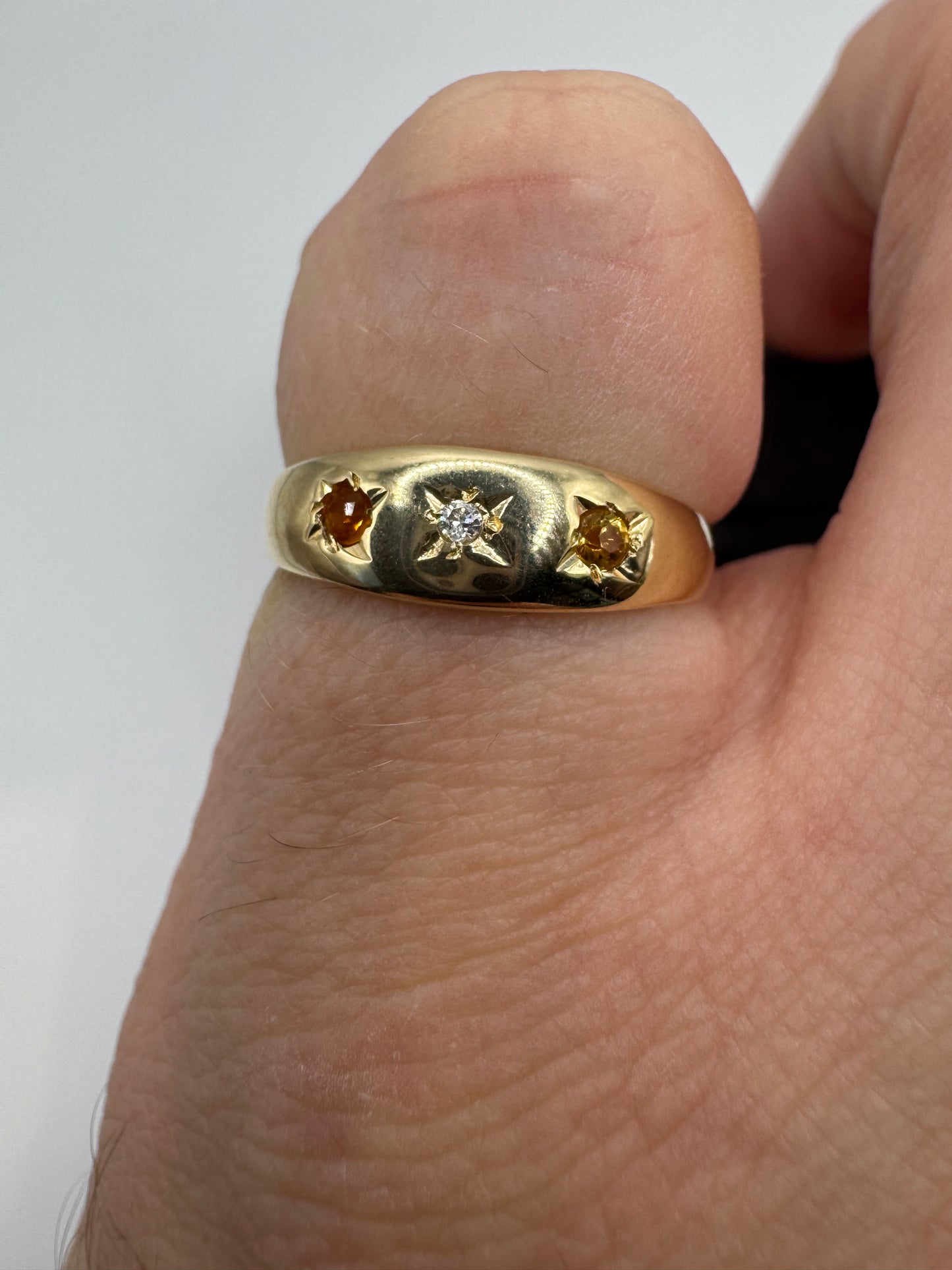 9ct gold citrine and diamond gypsy ring