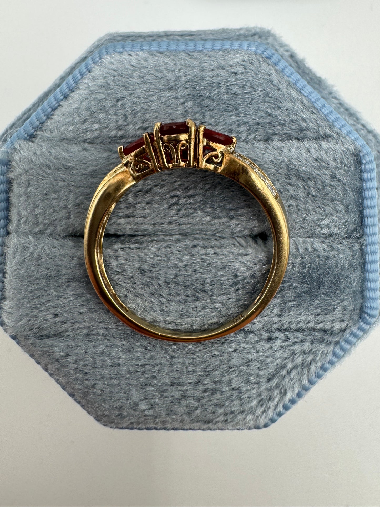 9ct gold fire opal and diamond ring