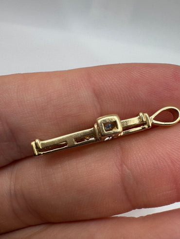 9ct gold topaz and diamond cross pendant