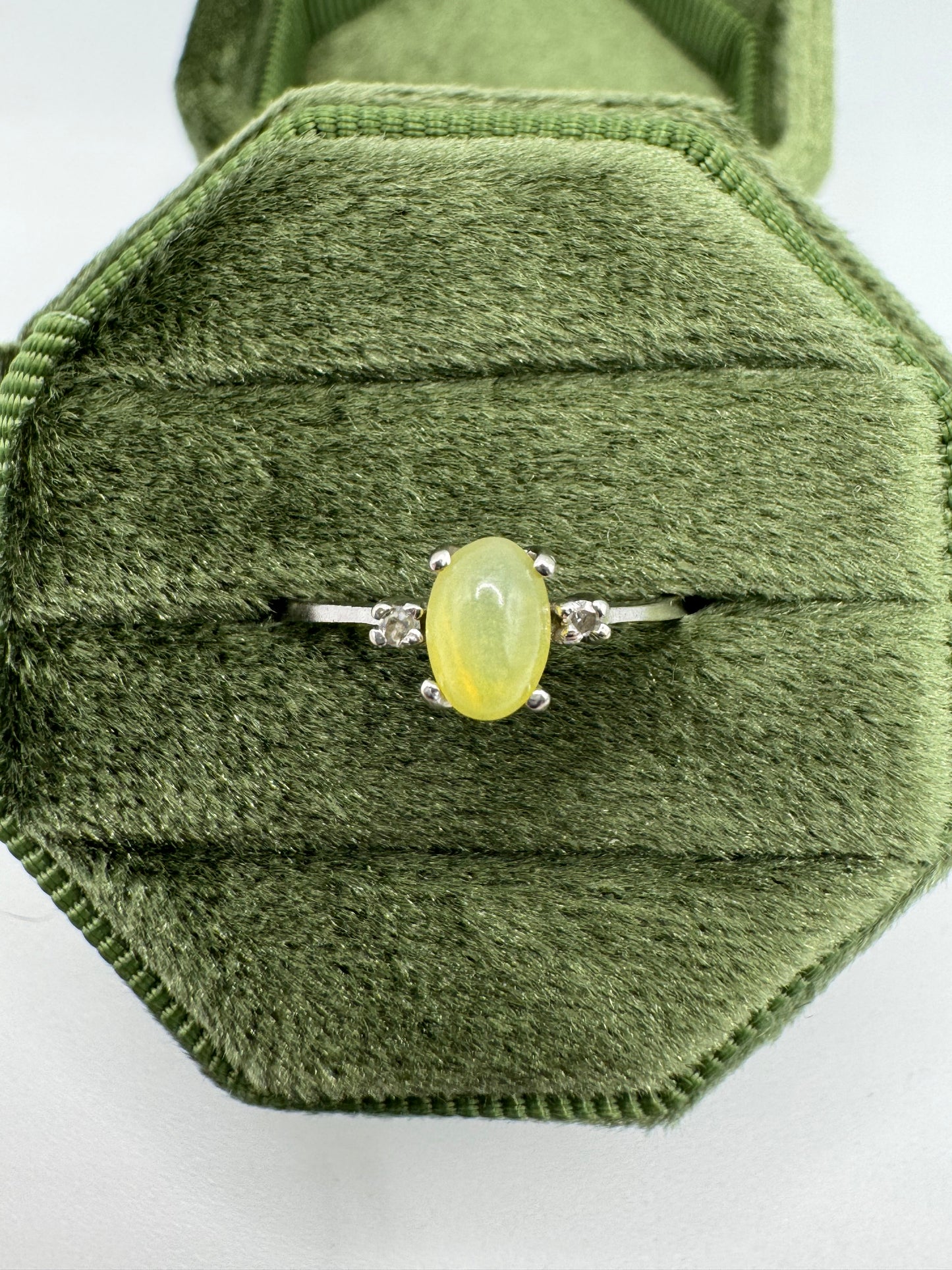 9ct white gold quartz and diamond ring