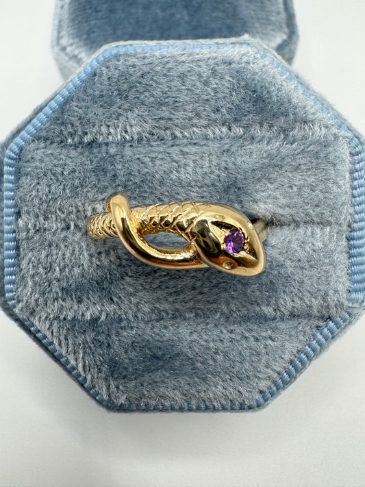 9ct gold amethyst snake ring